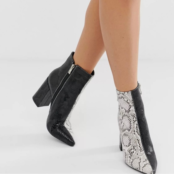 Public Desire Shoes - 🎁Public Desire Hyper two tone snake 🐍 ankle boots. NWOT or Box.